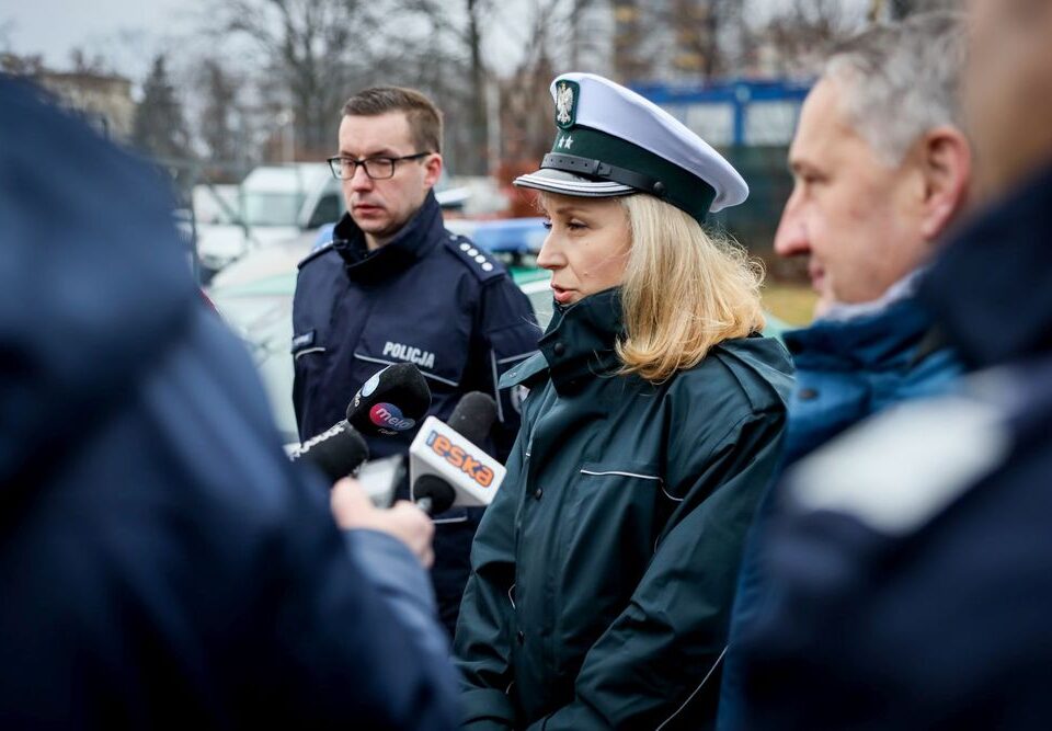 Punkt kontroli autokarów w okresie ferii zimowych