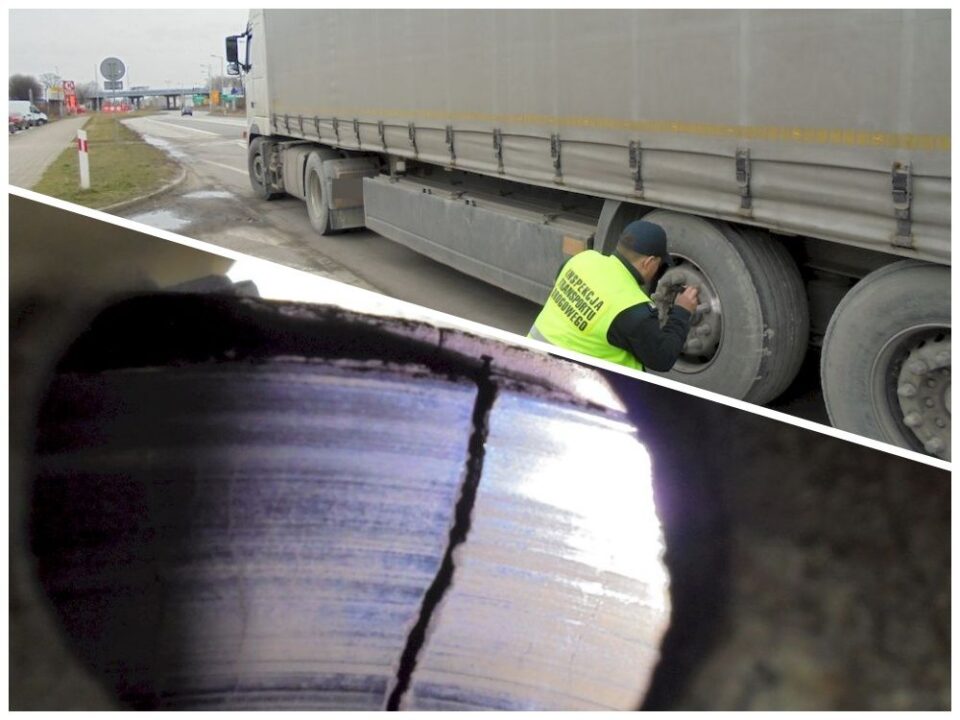 Pęknięte tarcze hamulcowe naczepy